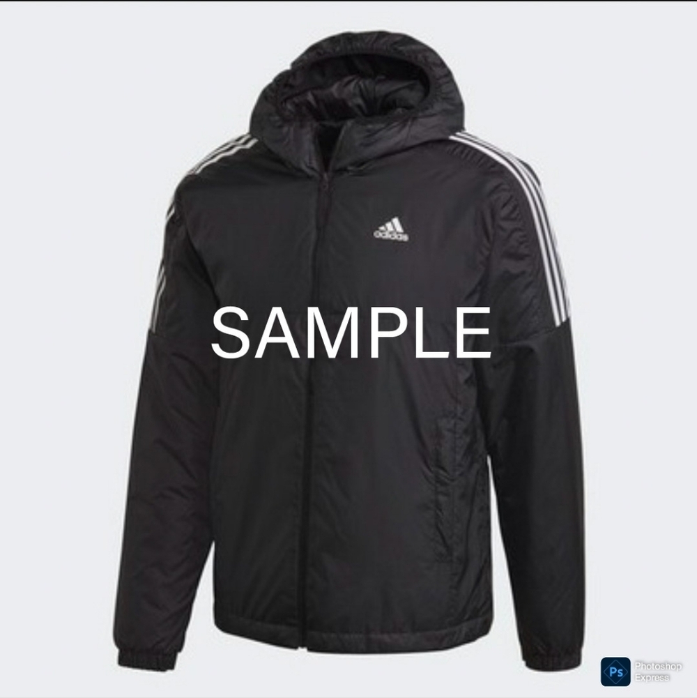 Adidas NWT Men's Essentials insulated hooded Jacket with White Accents